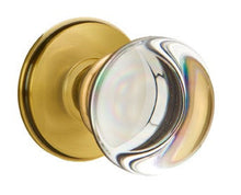 Load image into Gallery viewer, PROVIDENCE GLASS (PC) PRIVACY (BED/BATH) KNOB WITH 2-3/8" BACKSET AND 1/4" ROUND FACEPLATE AND STRIKEPLATE
