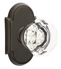 Load image into Gallery viewer, OLD TOWN GLASS (OT) PASSAGE (HALL/CLOSET) KNOB WITH 2-3/8" BACKSET AND 1/4" ROUND FACEPLATE AND STRIKEPLATE