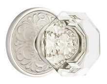 Load image into Gallery viewer, OLD TOWN GLASS (OT) PRIVACY (BED/BATH) KNOB WITH 2-3/8" BACKSET AND 1/4" ROUND FACEPLATE AND STRIKEPLATE