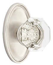 Load image into Gallery viewer, OLD TOWN GLASS (OT) PASSAGE (HALL/CLOSET) KNOB WITH 2-3/8" BACKSET AND 1/4" ROUND FACEPLATE AND STRIKEPLATE