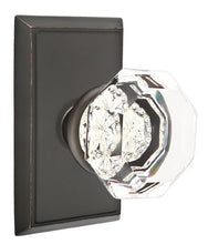 Load image into Gallery viewer, OLD TOWN GLASS (OT) PRIVACY (BED/BATH) KNOB WITH 2-3/8" BACKSET AND 1/4" ROUND FACEPLATE AND STRIKEPLATE