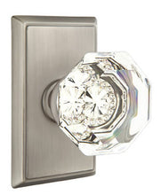 Load image into Gallery viewer, OLD TOWN GLASS (OT) PASSAGE (HALL/CLOSET) KNOB WITH 2-3/8" BACKSET AND 1/4" ROUND FACEPLATE AND STRIKEPLATE