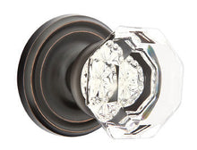 Load image into Gallery viewer, OLD TOWN GLASS (OT) PRIVACY (BED/BATH) KNOB WITH 2-3/8" BACKSET AND 1/4" ROUND FACEPLATE AND STRIKEPLATE