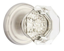 Load image into Gallery viewer, OLD TOWN GLASS (OT) PASSAGE (HALL/CLOSET) KNOB WITH 2-3/8" BACKSET AND 1/4" ROUND FACEPLATE AND STRIKEPLATE