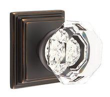 Load image into Gallery viewer, OLD TOWN GLASS (OT) PRIVACY (BED/BATH) KNOB WITH 2-3/8" BACKSET AND 1/4" ROUND FACEPLATE AND STRIKEPLATE