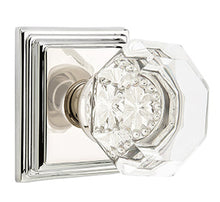 Load image into Gallery viewer, OLD TOWN GLASS (OT) PRIVACY (BED/BATH) KNOB WITH 2-3/8" BACKSET AND 1/4" ROUND FACEPLATE AND STRIKEPLATE