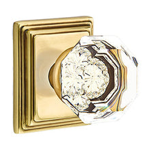 Load image into Gallery viewer, OLD TOWN GLASS (OT) PRIVACY (BED/BATH) KNOB WITH 2-3/8" BACKSET AND 1/4" ROUND FACEPLATE AND STRIKEPLATE