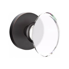 Load image into Gallery viewer, HAMPTON GLASS (HT) PASSAGE (HALL/CLOSET) KNOB WITH 2-3/8" BACKSET AND 1/4" ROUND FACEPLATE AND STRIKEPLATE WITH MODERN ROSETTE