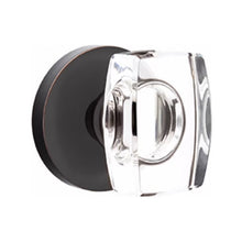 Load image into Gallery viewer, WINDSOR GLASS (WS) PRIVACY (BED/BATH) KNOB WITH 2-3/8" BACKSET AND 1/4" ROUND FACEPLATE AND STRIKEPLATE WITH MODERN ROSETTE