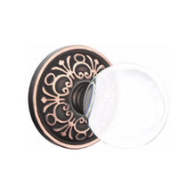 Load image into Gallery viewer, BRISTOL GLASS (BL) PRIVACY (BED/ BATH) KNOB WITH 2-3/8" BACKSET AND 1/4" ROUND FACEPLATE AND STRIKEPLATE WITH TRADITIONAL ROSETTE