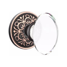 Load image into Gallery viewer, HAMPTON GLASS (HT) PASSAGE (HALL/CLOSET) KNOB WITH 2-3/8" BACKSET AND 1/4" FACEPLATE AND STRIKEPLATE WITH TRADITIONAL ROSETTE