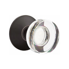 Load image into Gallery viewer, MODERN DISC GLASS (MDC) PRIVACY (BED/BATH) KNOB WITH 2-3/8" BACKSET AND 1/4" ROUND FACEPLATE AND STRIKEPLATE