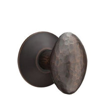 Load image into Gallery viewer, HAMMERED EGG (HE) PASSAGE (HALL/CLOSET) KNOB WITH 2-3/8" BACKSET AND 1/4" ROUND FACEPLATE AND STRIKEPLATE