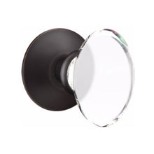 Load image into Gallery viewer, HAMPTON GLASS (HT) PASSAGE (HALL/CLOSET) KNOB WITH 2-3/8" BACKSET AND 1/4" ROUND FACEPLATE AND STRIKEPLATE WITH MODERN ROSETTE
