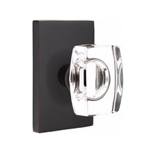 Load image into Gallery viewer, WINDSOR GLASS (WS) PRIVACY (BED/BATH) KNOB WITH 2-3/8" BACKSET AND 1/4" ROUND FACEPLATE AND STRIKEPLATE WITH MODERN ROSETTE