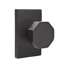 Load image into Gallery viewer, OCTAGON (OCT) PRIVACY (BED/BATH) KNOB WITH 2-3/8" BACKSET AND 1/4" ROUND FACEPLATE AND STRIKEPLATE