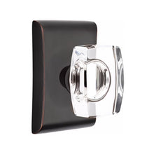 Load image into Gallery viewer, WINDSOR GLASS (WS) PRIVACY (BED/BATH) KNOB WITH 2-3/8" BACKSET AND 1/4" ROUND FACEPLATE AND STRIKEPLATE WITH MODERN ROSETTE