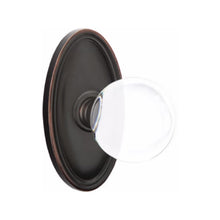 Load image into Gallery viewer, BRISTOL GLASS (BL) PRIVACY (BED/ BATH) KNOB WITH 2-3/8" BACKSET AND 1/4" ROUND FACEPLATE AND STRIKEPLATE WITH TRADITIONAL ROSETTE