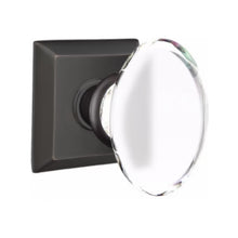 Load image into Gallery viewer, HAMPTON GLASS (HT) PASSAGE (HALL/CLOSET) KNOB WITH 2-3/8" BACKSET AND 1/4" FACEPLATE AND STRIKEPLATE WITH TRADITIONAL ROSETTE
