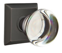 Load image into Gallery viewer, PROVIDENCE GLASS (PC) PRIVACY (BED/BATH) KNOB WITH 2-3/8" BACKSET AND 1/4" ROUND FACEPLATE AND STRIKEPLATE