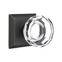 Load image into Gallery viewer, LOWELL GLASS (LW) PRIVACY (BED/BATH) KNOB WITH 2-3/8" BACKSET AND 1/4" ROUND FACEPLATE AND STRIKEPLATE