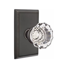 Load image into Gallery viewer, ASTORIA GLASS (AS) PRIVACY (BED/BATH) KNOB WITH 2-3/8" BACKSET AND 1/4" ROUND FACEPLATE AND STRIKEPLATE