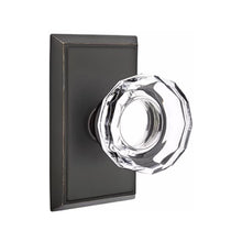 Load image into Gallery viewer, LOWELL GLASS (LW) PRIVACY (BED/BATH) KNOB WITH 2-3/8" BACKSET AND 1/4" ROUND FACEPLATE AND STRIKEPLATE