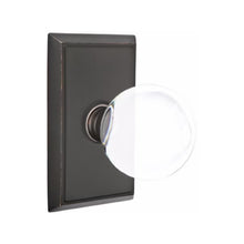 Load image into Gallery viewer, BRISTOL GLASS (BL) PRIVACY (BED/ BATH) KNOB WITH 2-3/8" BACKSET AND 1/4" ROUND FACEPLATE AND STRIKEPLATE WITH TRADITIONAL ROSETTE