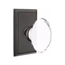 Load image into Gallery viewer, HAMPTON GLASS (HT) PRIVACY (BED/BATH) KNOB WITH 2-3/8" BACKSET AND 1/4" FACEPLATE AND STRIKEPLATE WITH TRADITIONAL ROSETTE