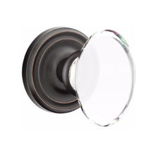 Load image into Gallery viewer, HAMPTON GLASS (HT) PRIVACY (BED/BATH) KNOB WITH 2-3/8" BACKSET AND 1/4" FACEPLATE AND STRIKEPLATE WITH TRADITIONAL ROSETTE
