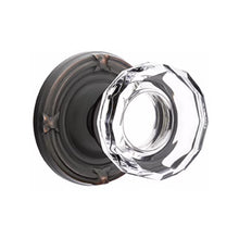 Load image into Gallery viewer, LOWELL GLASS (LW) PASSAGE (HALL/CLOSET) KNOB WITH 2-3/8" BACKSET AND 1/4" ROUND FACEPLATE AND STRIKEPLATE
