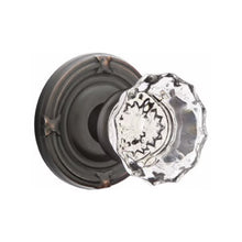 Load image into Gallery viewer, ASTORIA GLASS (AS) PRIVACY (BED/BATH) KNOB WITH 2-3/8" BACKSET AND 1/4" ROUND FACEPLATE AND STRIKEPLATE