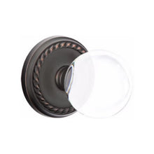 Load image into Gallery viewer, BRISTOL GLASS (BL) PRIVACY (BED/ BATH) KNOB WITH 2-3/8" BACKSET AND 1/4" ROUND FACEPLATE AND STRIKEPLATE WITH TRADITIONAL ROSETTE