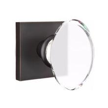 Load image into Gallery viewer, HAMPTON GLASS (HT) PRIVACY (BED/BATH) KNOB WITH 2-3/8" BACKSET AND 1/4" ROUND FACEPLATE AND STRIKEPLATE WITH MODERN ROSETTE