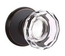 Load image into Gallery viewer, LOWELL GLASS (LW) PRIVACY (BED/BATH) KNOB WITH 2-3/8" BACKSET AND 1/4" ROUND FACEPLATE AND STRIKEPLATE