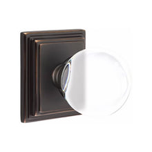 Load image into Gallery viewer, BRISTOL GLASS (BL) PRIVACY (BED/ BATH) KNOB WITH 2-3/8" BACKSET AND 1/4" ROUND FACEPLATE AND STRIKEPLATE WITH TRADITIONAL ROSETTE