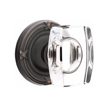 Load image into Gallery viewer, WINDSOR GLASS (WS) PRIVACY (BED/BATH) KNOB WITH 2-3/8" BACKSET AND 1/4" ROUND FACEPLATE AND STRIKEPLATE WITH TRADITIONAL ROSETTE