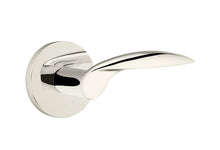 Load image into Gallery viewer, MERCURY (MC) PASSAGE (HALL/CLOSET) LEVER WITH 2-3/8" BACKSET AND 1/4" ROUND FACEPLATE AND STRIKEPLATE