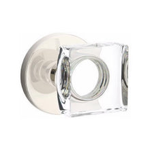 Load image into Gallery viewer, MODERN SQUARE GLASS (MSC) PASSAGE (HALL/CLOSET) KNOB WITH 2-3/8" BACKSET AND 1/4" ROUND FACEPLATE AND STRIKEPLATE