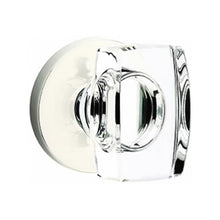 Load image into Gallery viewer, WINDSOR GLASS (WS) PASSAGE (HALL/CLOSET) KNOB WITH 2-3/8" BACKSET AND 1/4" ROUND FACEPLATE AND STRIKEPLATE WITH MODERN ROSETTE