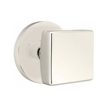 Load image into Gallery viewer, SQUARE (SQU) PRIVACY (BED/BATH) KNOB WITH 2-3/8" BACKSET AND 1/4" ROUND FACEPLATE AND STRIKEPLATE