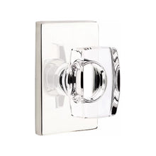 Load image into Gallery viewer, WINDSOR GLASS (WS) PRIVACY (BED/BATH) KNOB WITH 2-3/8" BACKSET AND 1/4" ROUND FACEPLATE AND STRIKEPLATE WITH MODERN ROSETTE