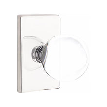 Load image into Gallery viewer, BRISTOL GLASS (BL) PRIVACY (BED/BATH) KNOB WITH 2-3/8" BACKSET AND 1/4" ROUND FACEPLATE AND STRIKEPLATE WITH MODERN ROSETTE