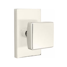 Load image into Gallery viewer, SQUARE (SQU) PRIVACY (BED/BATH) KNOB WITH 2-3/8" BACKSET AND 1/4" ROUND FACEPLATE AND STRIKEPLATE