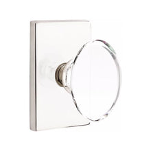Load image into Gallery viewer, HAMPTON GLASS (HT) PRIVACY (BED/BATH) KNOB WITH 2-3/8" BACKSET AND 1/4" ROUND FACEPLATE AND STRIKEPLATE WITH MODERN ROSETTE