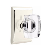 Load image into Gallery viewer, WINDSOR GLASS (WS) PRIVACY (BED/BATH) KNOB WITH 2-3/8" BACKSET AND 1/4" ROUND FACEPLATE AND STRIKEPLATE WITH MODERN ROSETTE