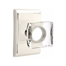 Load image into Gallery viewer, MODERN SQUARE GLASS (MSC) PRIVACY (BED/BATH) KNOB WITH 2-3/8" BACKSET AND 1/4" ROUND FACEPLATE AND STRIKEPLATE
