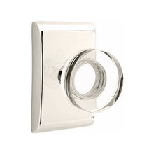 Load image into Gallery viewer, MODERN DISC GLASS (MDC) PRIVACY (BED/BATH) KNOB WITH 2-3/8" BACKSET AND 1/4" ROUND FACEPLATE AND STRIKEPLATE