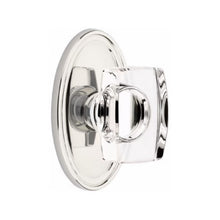 Load image into Gallery viewer, WINDSOR GLASS (WS) PRIVACY (BED/BATH) KNOB WITH 2-3/8" BACKSET AND 1/4" ROUND FACEPLATE AND STRIKEPLATE WITH TRADITIONAL ROSETTE