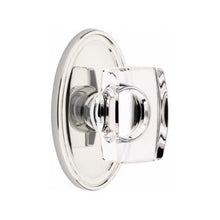 Load image into Gallery viewer, WINDSOR GLASS (WS) PASSAGE (HALL/CLOSET) KNOB WITH 2-3/8" BACKSET AND 1/4" ROUND FACEPLATE AND STRIKEPLATE WITH TRADITIONAL ROSETTE